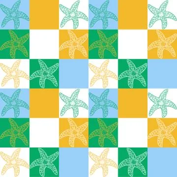 STARFISH ZENTANGLE PATTERN LIGHT GREEN YELLOW Stockillustratie