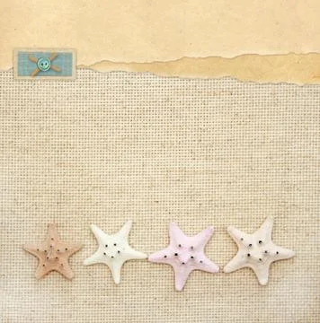 Starfishes on canvas texture 스톡 일러스트