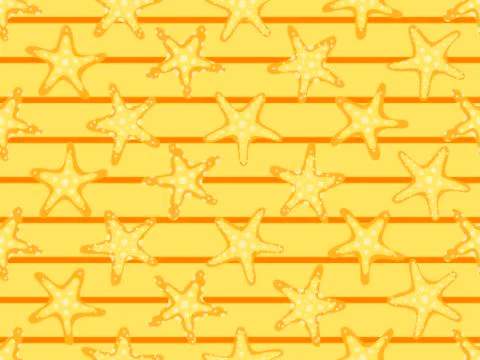 Starfishes seamless pattern, summer background.  Starfish and stripes. Vector イラスト素材