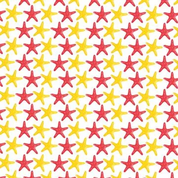 Starfishes shells animals pattern background Stock Illustration