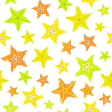 Starfruit Background Painted Pattern Stock Illustration