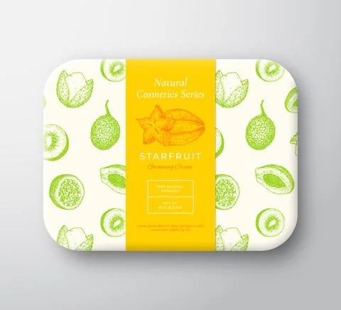 Starfruit Bath Cosmetics Package Box. Abstract Vector Wrapped Paper Container Stock Illustration