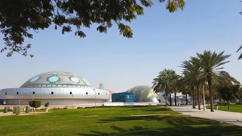 Stargate entertainment complex, UFO Dome and Earth Dome, Zabeel Park, Dubai, UAE Video stock 89439784