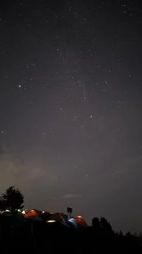 Stargazing on the mountain Stock Photos