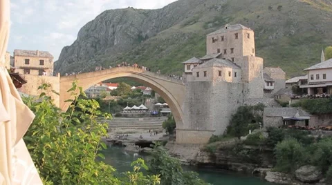 Stari Most. Old Bridge, Mostar 動画素材 8637652