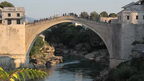 Stari Most. Old Bridge, Mostar 3 库存影片 8656004