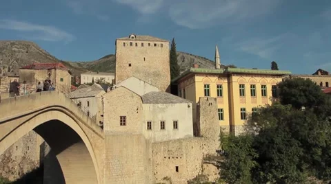 Stari Most. Old Bridge, Mostar 7 스톡 동영상 8656207