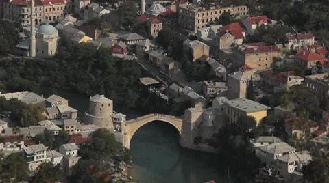 Stari Most. Old Bridge, Mostar long-shot 2 動画素材 8658336