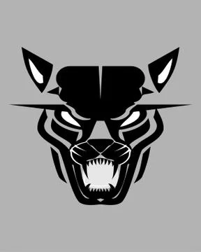 Staring and roaring wild cat Stock Illustration