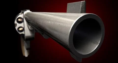 Staring down the barrel of a gun Stock Illustration