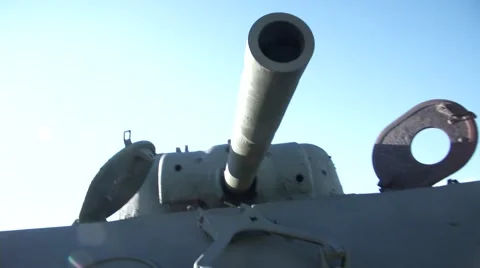 Staring down the barrel of a tank cannon Stock Footage 45973762