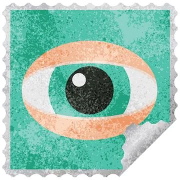 Staring eye graphic vector illustration square sticker stamp Stock Illustration
