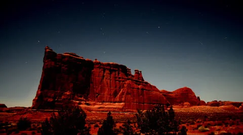 Starlapse Behind Slant Rock Stock Footage 26103998