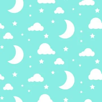 Starlight night blue seamless vector pattern Stock Illustration