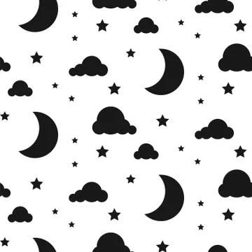 Starlight night seamless vector pattern Stock Illustration