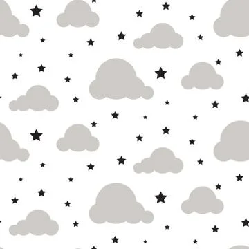 Starlight night sky seamless vector pattern Stock Illustration