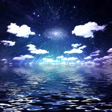 Starlight over water Stock Illustration