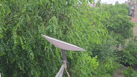 Starlink satellite dish, an internet constellation operated by SpaceX, is instal Stock Footage 254023879