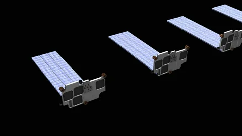 Starlink satellite - slide in the sky  - loop Video stock 134405339