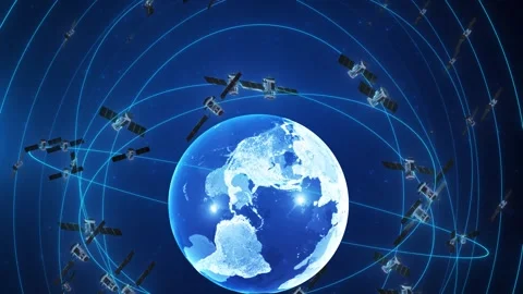 Starlink satellites orbiting the Earth Stock Footage 311985350