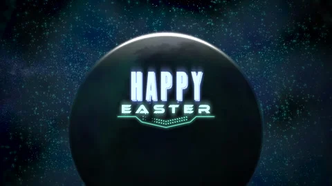 Starlit black easter egg with happy message in white Video stock 267015429