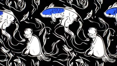 Starlit Fish Path – Diagonal Motion Video stock 306524204