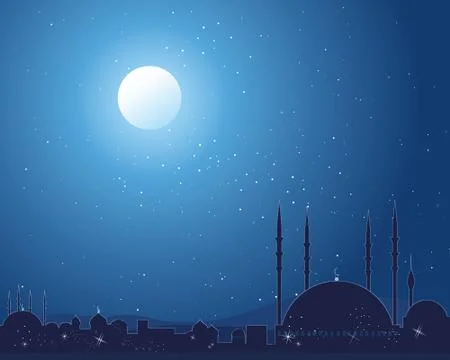 Starlit mosque Stock Illustration