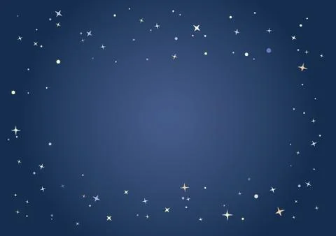 Starlit pattern border and dark evening sky background Stock Illustration