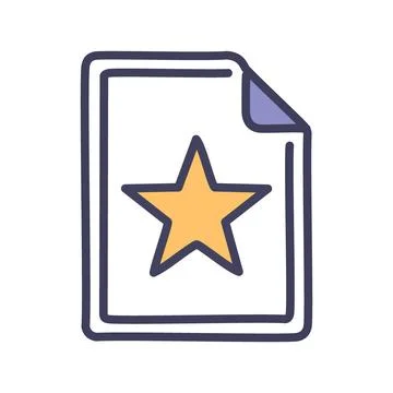 Starred document. Hand-drawn illustration of a document with a star. Perfec.. Stock Illustration
