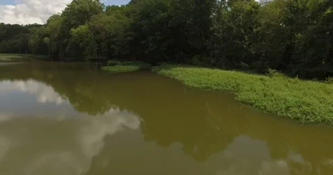 Starr's Mill Waterfall Aerial Video stock 66434171