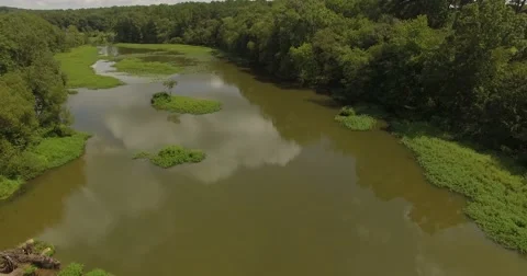Starr's Mill Waterfall Aerial Stock Footage 66434503