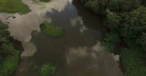 Starr's Mill Waterfall Aerial Stock Footage 66434775