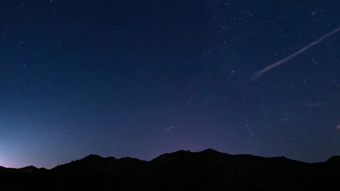 Starry August Night Sky Over Pyramid Lake Pan L Time Lapse Astrophotography Stock Footage 341913789