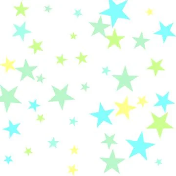 Starry Background. Background of stars. Blue, green and yellow stars. Vector  Stock Illustration