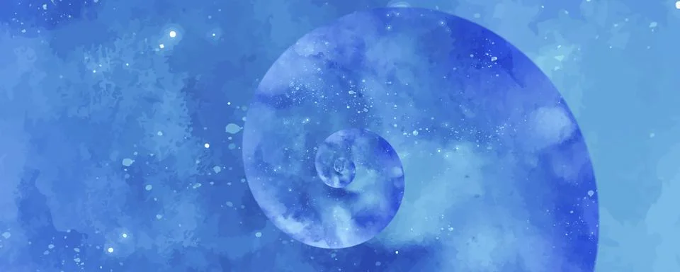 Starry blue background illustration with vortex design psychedelic shape Stock Illustration