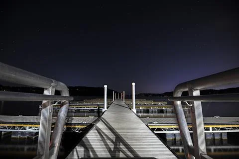 Starry Boat Dock Stock Photos