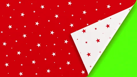 Starry Christmas wrapping paper transition reveal on a chroma green background Stock Footage 314134926