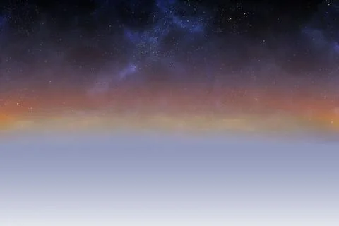 Starry cosmic sky is unfolding in flat vector design, with wispy nebula clouds イラスト素材