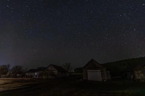 Starry dark sky in spring Stock Photos
