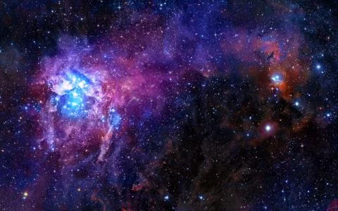 Starry deep outer space nebual and galaxy Stock Illustration