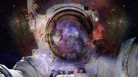 Starry deep outer space - nebula and galaxy Stock Photos