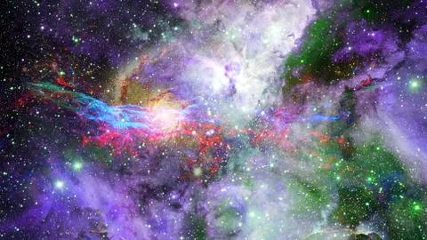 Starry deep outer space. Night sky. Elements of this image furnished by NASA. Stock Photos