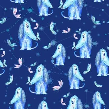 Starry Dogs Pattern Stock Illustration
