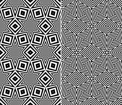 Starry elements seamless patterns Stock Illustration