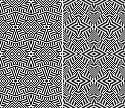 Starry elements seamless patterns Stock Illustration