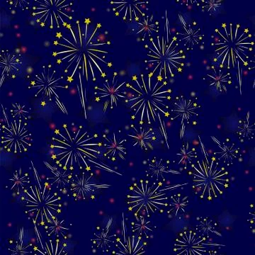 Starry Firework Seamless Pattern Illustrazione stock