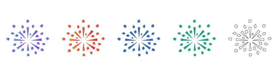 Starry Fireworks Explosion Icon Set 스톡 일러스트