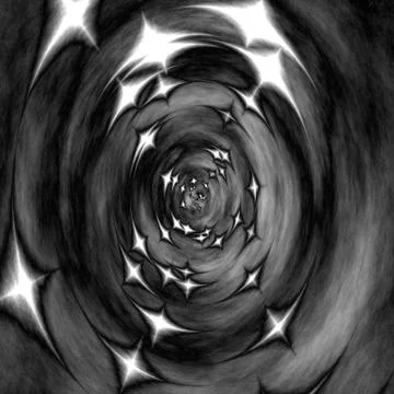 Starry monochormatic 3d tunnel Stock Illustration