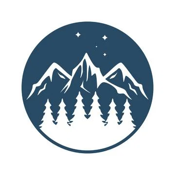 Starry Mountain and Forest Night Ilustração Stock