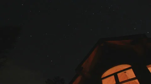 Starry Night Cabin Time Lapse Stock Footage 32235319